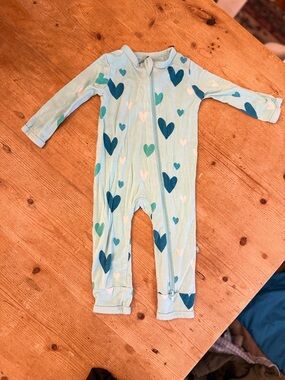 Kyte BABY Aqua Heart-Print Footie